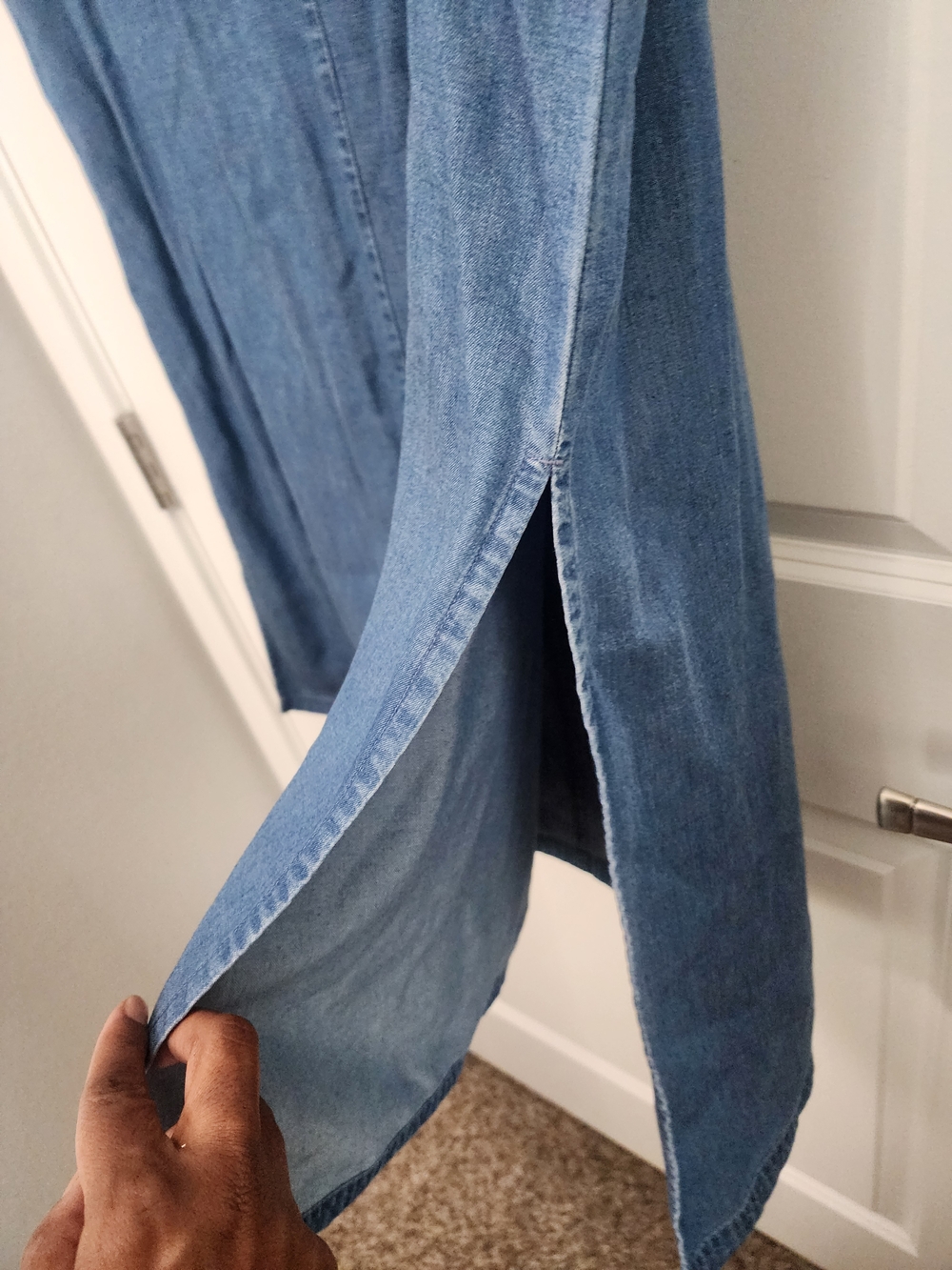 5/$30 Chambray  Denim Midi Skirt with Drawstring Waist Size 16 - Picture 4 of 6